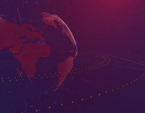 Technology digital earth, global big data transmission and network link Illustrazione stock