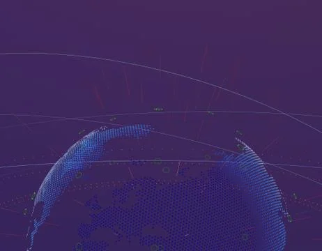 Technology digital earth, global big data transmission and network link Illustrazione stock