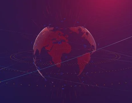 Technology digital earth, global big data transmission and network link イラスト素材