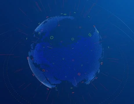 Technology digital earth, global big data transmission and network link イラスト素材