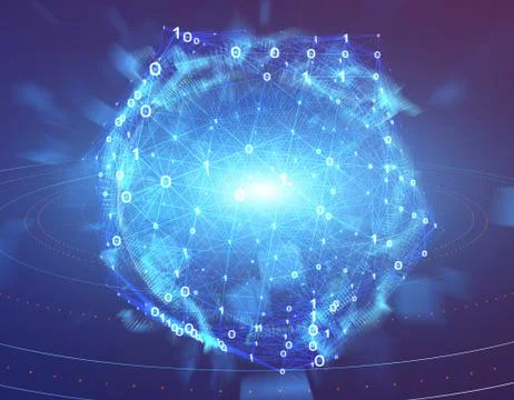 Technology digital earth, global big data transmission and network link 스톡 일러스트
