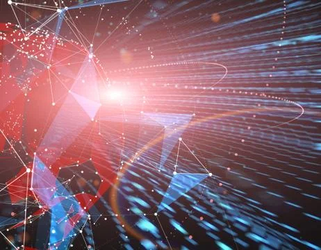 Technology digital earth, global big data transmission and network link Illustrazione stock