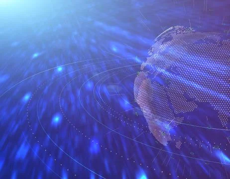 Technology digital earth, global big data transmission and network link 스톡 일러스트