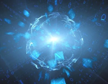 Technology digital earth, global big data transmission and network link Illustrazione stock