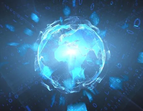 Technology digital earth, global big data transmission and network link 스톡 일러스트