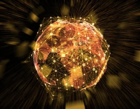 Technology digital earth, global big data transmission and network link イラスト素材