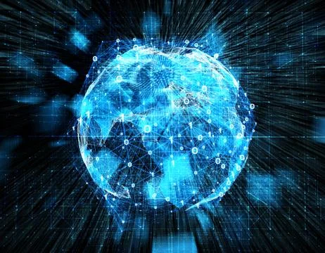 Technology digital earth, global big data transmission and network link イラスト素材