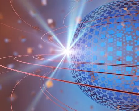 Technology digital earth, global big data transmission and network link 스톡 일러스트