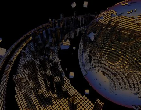 Technology digital earth, global big data, program code Illustrazione stock