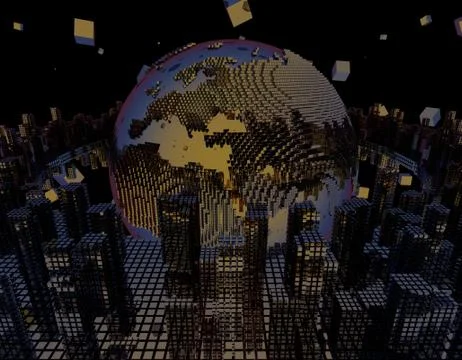 Technology digital earth, global big data, program code イラスト素材