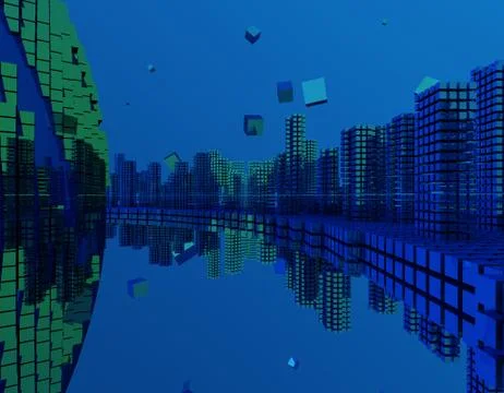 Technology digital earth, global big data, program code Stock-Illustration