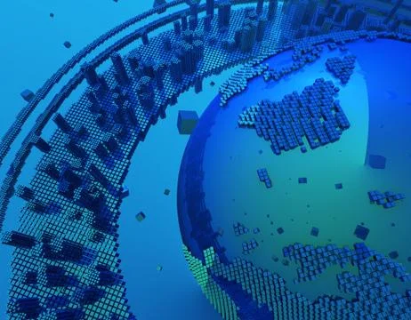 Technology digital earth, global big data, program code Illustrazione stock