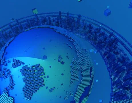 Technology digital earth, global big data, program code Stock-Illustration