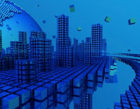Technology digital earth, global big data, program code Illustration