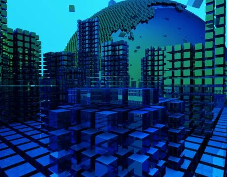 Technology digital earth, global big data, program code Illustrazione stock