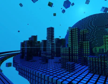 Technology digital earth, global big data, program code Illustration