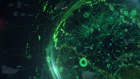 Technology digital earth rotation 3D telecommunication signal transfer concept. Stock Footage 303757452