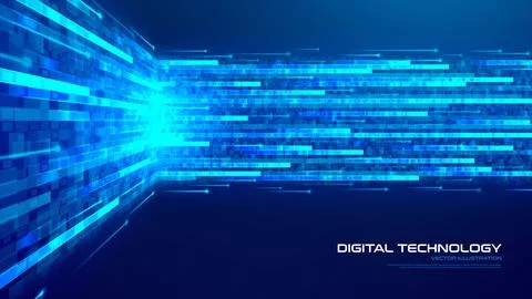Technology digital flow of cyber data Stock Illustration