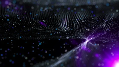 Technology digital futuristic wave and lens flare flowing loop motion Video stock 304260945