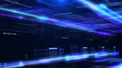 Technology digital grid line hologram big data vertical landscape view concept Stock Footage 254093108