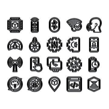 Technology digital icons representing connectivity and settings Stock Illustration