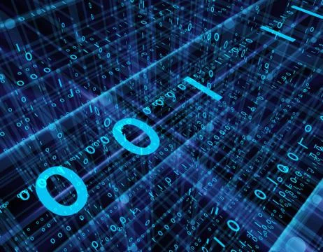 Technology digital matrix, network data transmission and storage Illustrazione stock