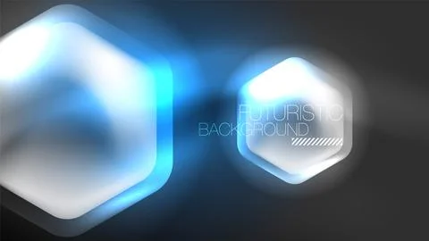 Technology Digital Neon Abstract Background, Abstract Hexagons, Digital Stock Illustration