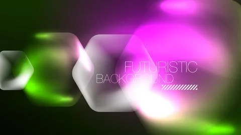 Technology Digital Neon Abstract Background, Abstract Hexagons, Digital Stock Illustration