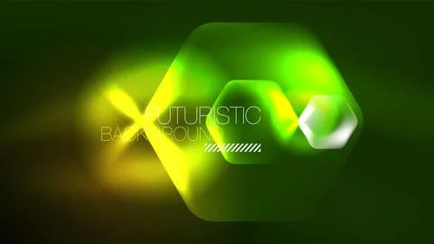 Technology Digital Neon Abstract Background, Abstract Hexagons, Digital Stock Illustration