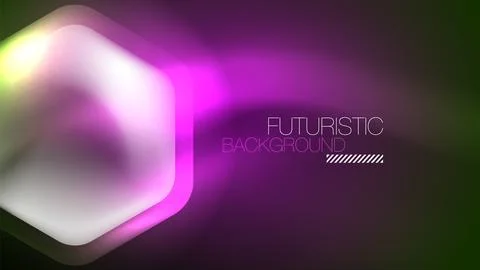 Technology Digital Neon Abstract Background, Abstract Hexagons, Digital Stock Illustration