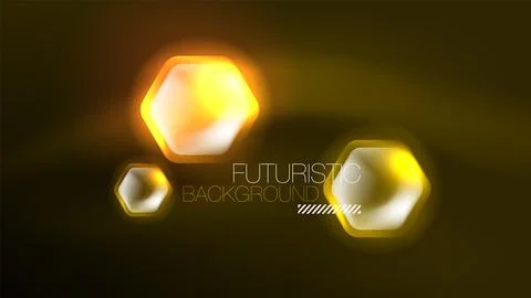 Technology Digital Neon Abstract Background, Abstract Hexagons, Digital Stock Illustration