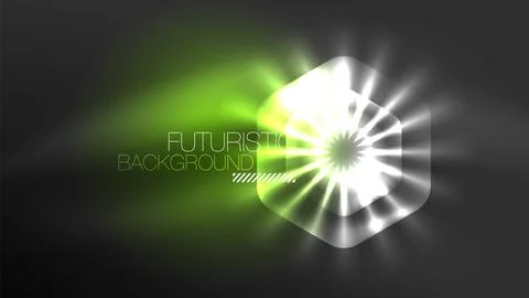 Technology Digital Neon Abstract Background, Abstract Hexagons, Digital Stock Illustration