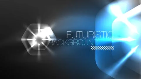Technology Digital Neon Abstract Background, Abstract Hexagons, Digital Stock Illustration