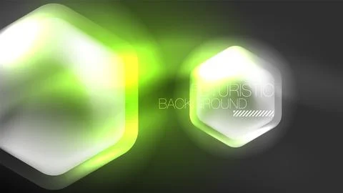 Technology Digital Neon Abstract Background, Abstract Hexagons, Digital Stock Illustration