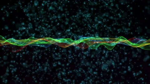 Technology digital particle line wave background. vd 1887 Stock Footage 196581842