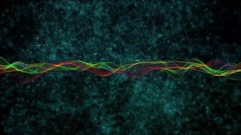 Technology digital particle line wave background. vd 1888 Stock Footage 196581954