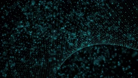 Technology digital particle line wave background. vd 1890 Stock Footage 196581992