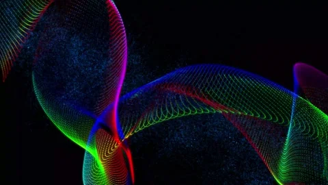 Technology digital particle line wave background. vd 1936 Stock Footage 201348335