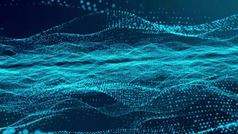 Technology digital particle line wave background. vd 1963 Stock Footage 201348394