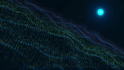 Technology digital particle line wave background. vd 93 Stock Footage 205983422