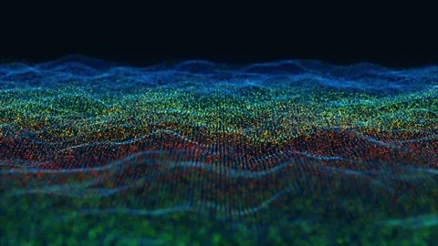 Technology digital particle line wave background. vd 95 Stock Footage 205983528