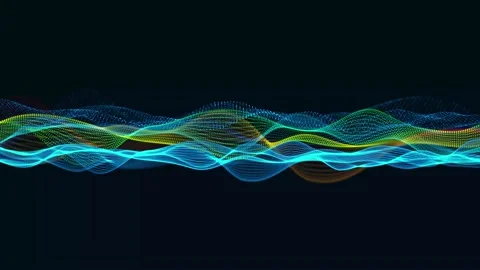 Technology digital particle line wave background. vd 100 Stock Footage 205983742