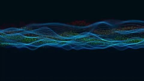 Technology digital particle line wave background. vd 102 Stock Footage 205983930