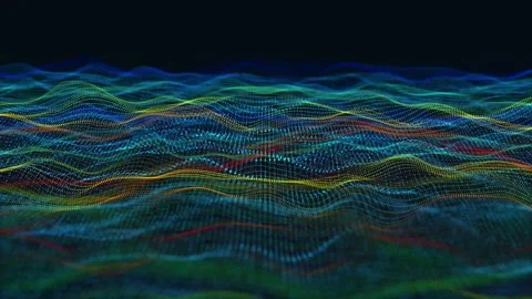 Technology digital particle line wave background. vd 108 Stock Footage 205984100
