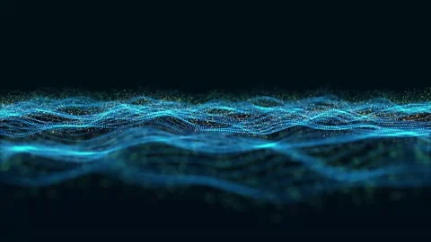 Technology digital particle line wave background. vd 107 Stock Footage 205984101