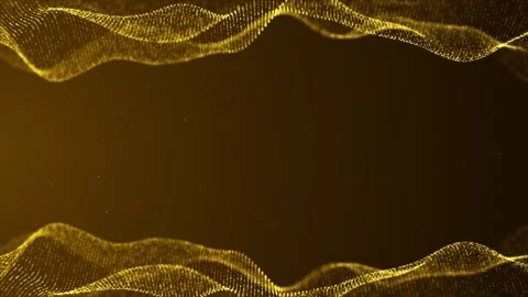 Technology digital particles flow yellow loop background Stock Footage 274421056