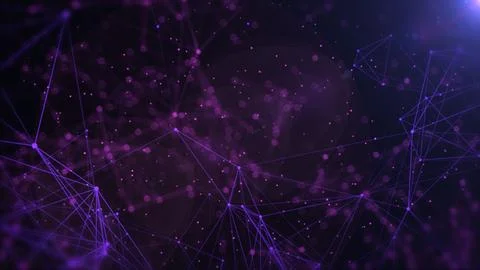 Technology digital purple low poly connection flowing wave illustration 스톡 일러스트