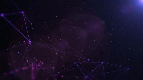 Technology digital purple low poly connection flowing wave illustration Illustrazione stock