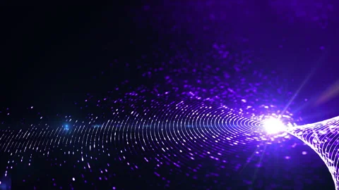 Technology Digital Purple Particles Flowing Defocused Abstract Background Stock Footage 217655031