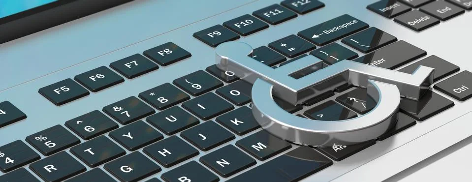 Technology for disabled. Wheelchair sign on computer laptop keyboard, banner. Stock Illustration